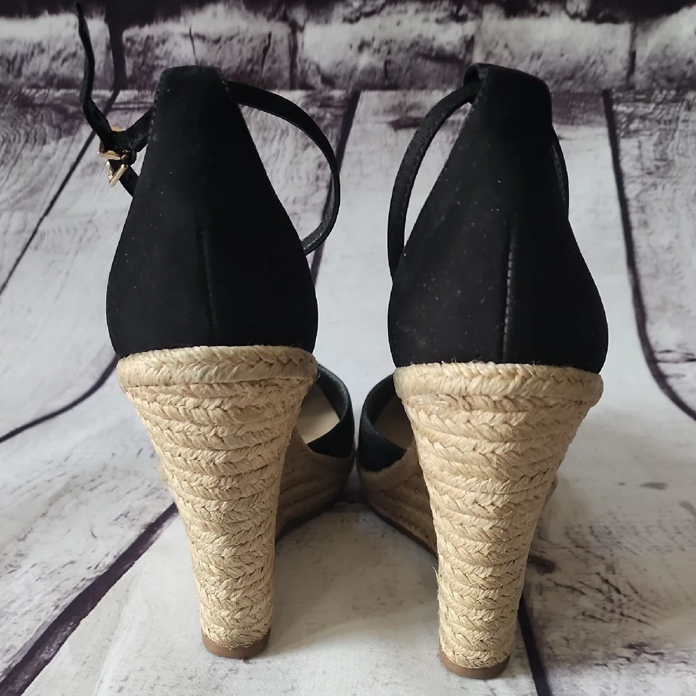 Aldo Black Espadrille Wedge Sandals